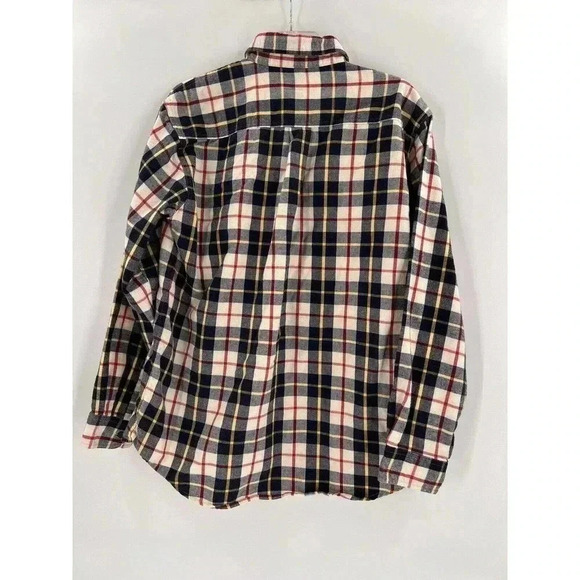 Men's L.L. Bean Blue Yellow Red Plaid Flannel Button Long Sleeve Shirt - MEDIUM - Picture 5 of 10